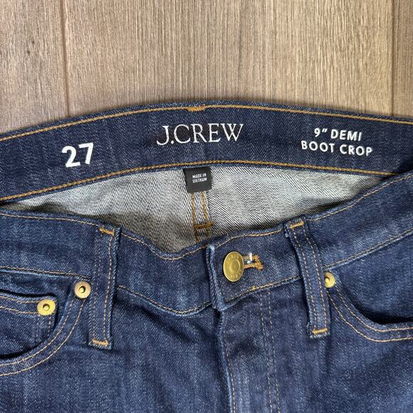 J.Crew 9" Demi-Boot Crop Jean Womens Size 27 Dark Worn Wash Blue Mid Rise Denim - Picture 4 of 7